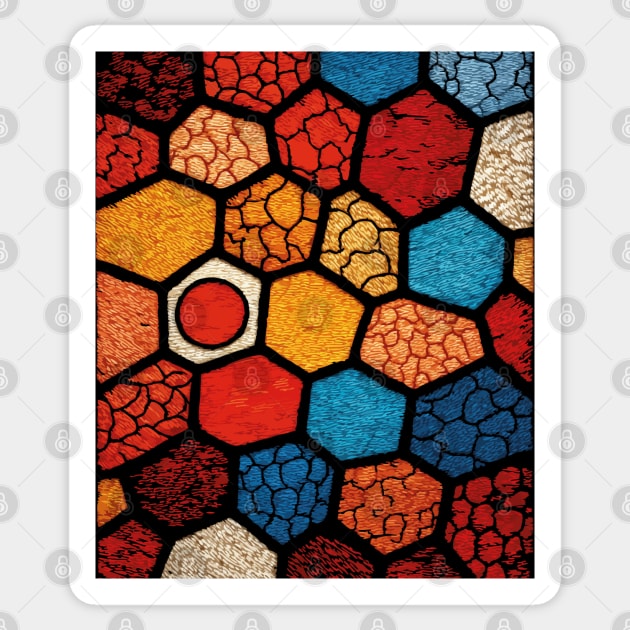 Abstract Honeycomb | Cracked Stained Glass Mosaic Sticker by TuncGK